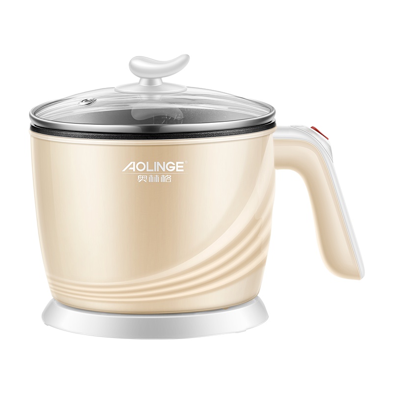 奥林格(AOLINGE)H-9分体式多功能学生锅宿舍家用电热锅泡面锅煮面锅1-2人迷你小功率小电锅火锅电煮锅 咖啡色不粘