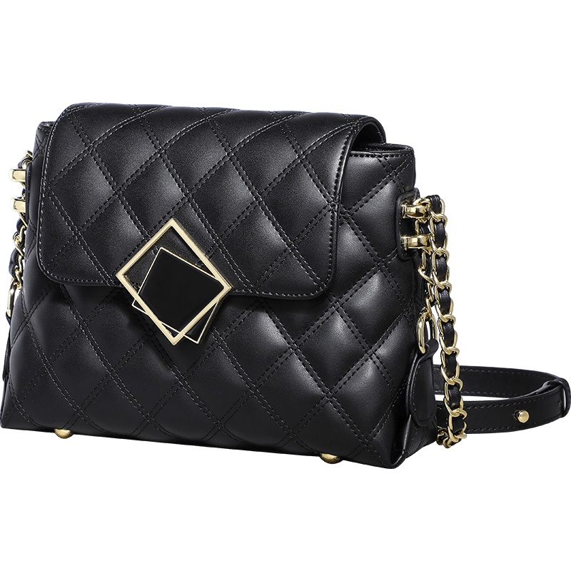Viney包包2020新款潮真皮链条斜挎包时尚百搭小香风菱格单肩女包