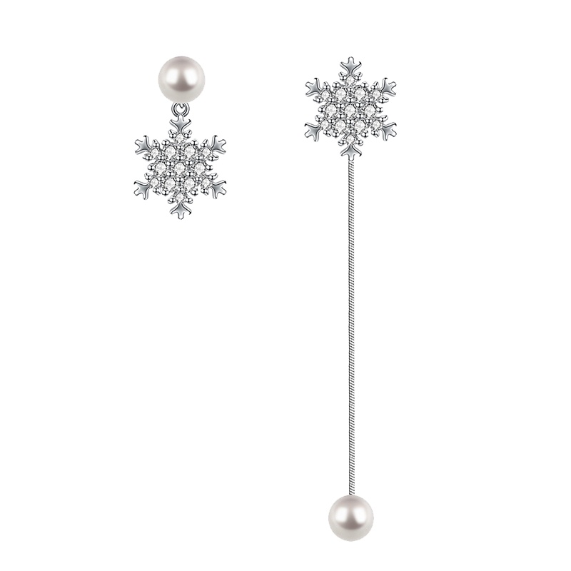 阿菲娜AFFINER 冰雪奇缘 闪钻雪花不对称耳钉AFE2039