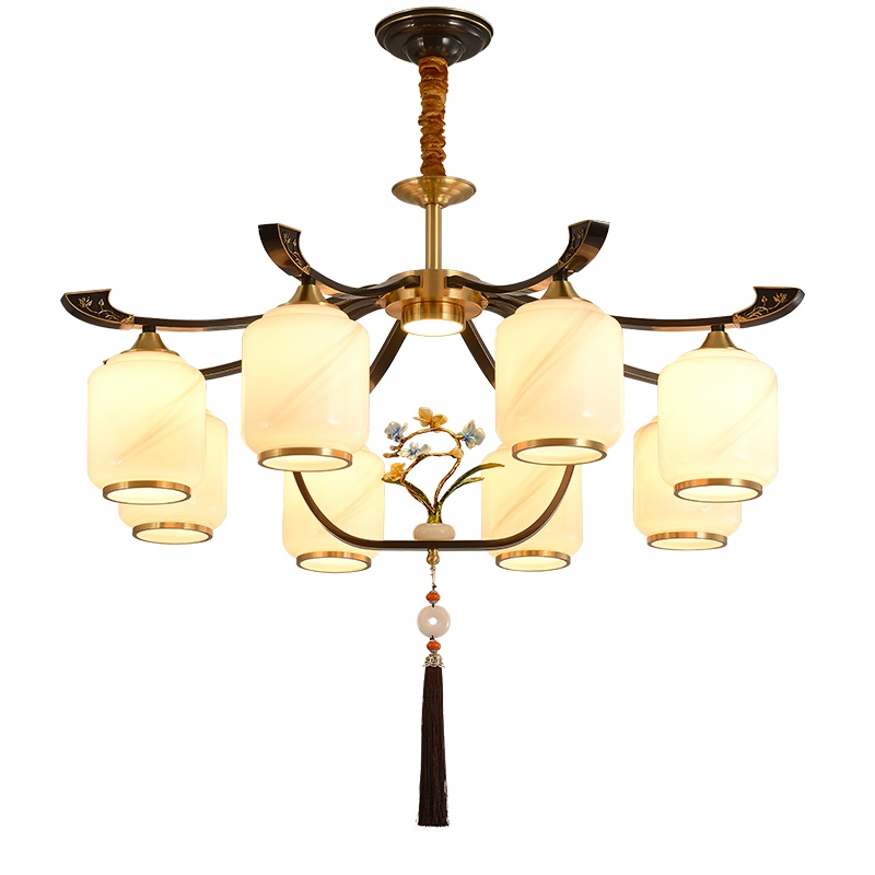 澳松 新中式全铜吸顶灯时尚轻奢主卧室吸顶灯现代简约圆形餐厅书房走廊过道led三色变光灯具