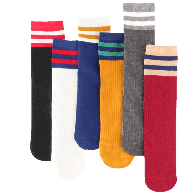 巴布豆配饰儿童运动袜男童女童纯棉袜四季款平板袜春秋薄款过膝足球袜4双装S、M、L
