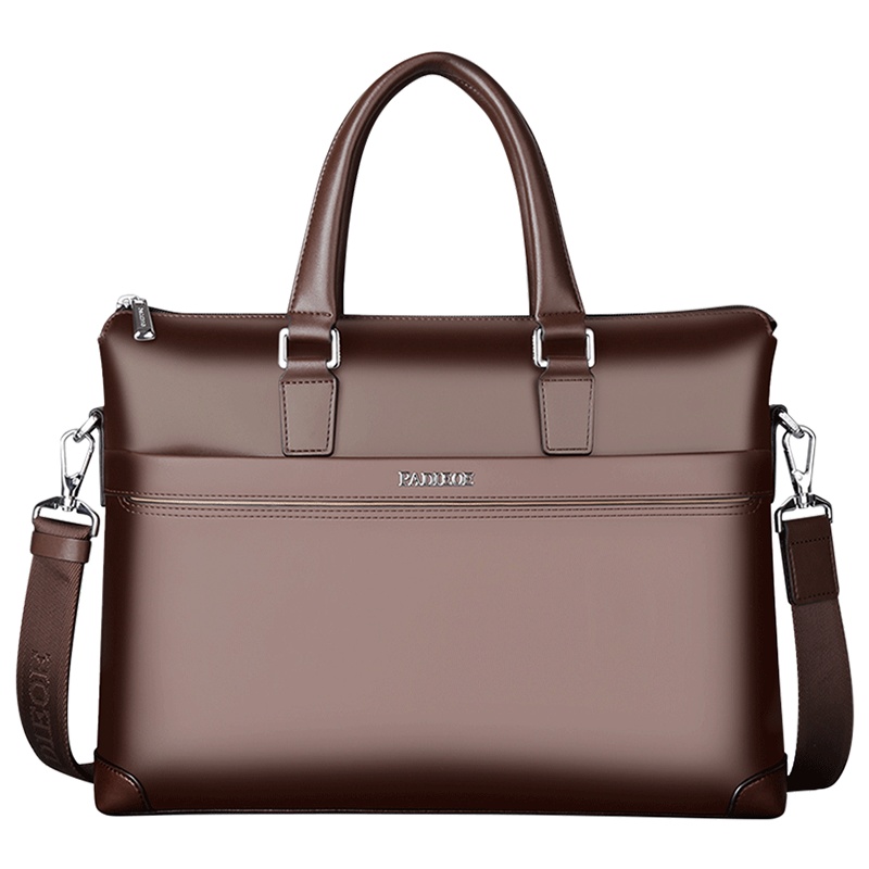 【顺丰配送】Padieoe手提包男士新款牛皮包公文包男单肩包斜挎包商务休闲男包