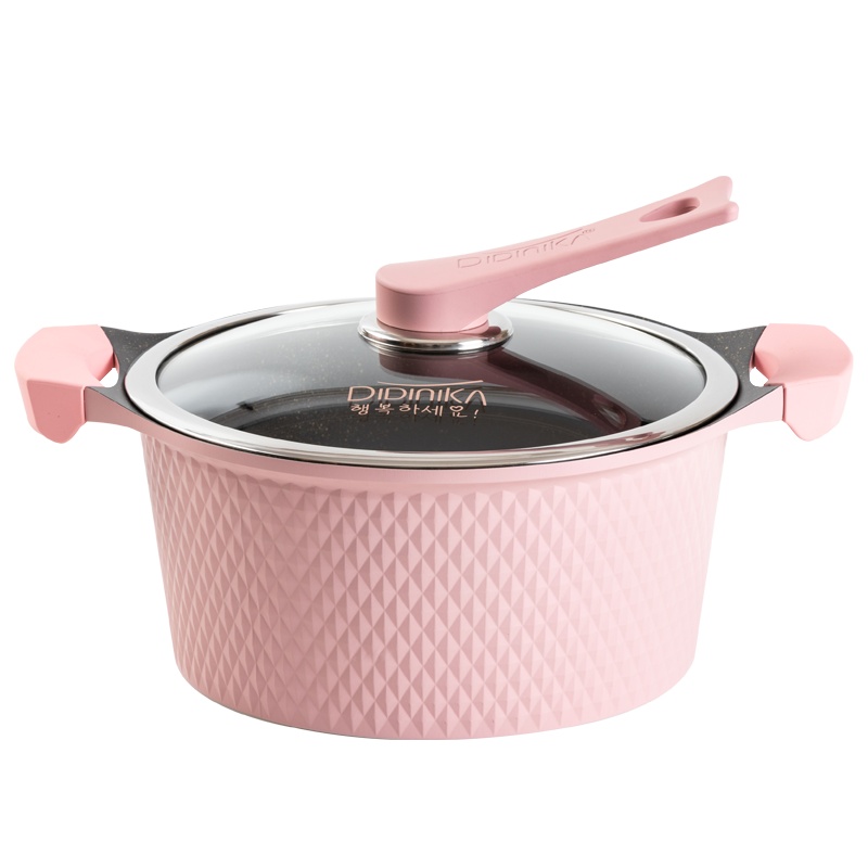 迪迪尼卡(Didinika) 麦饭石汤锅蒸锅两用不粘锅电磁炉燃气灶适用家用炖锅24cm