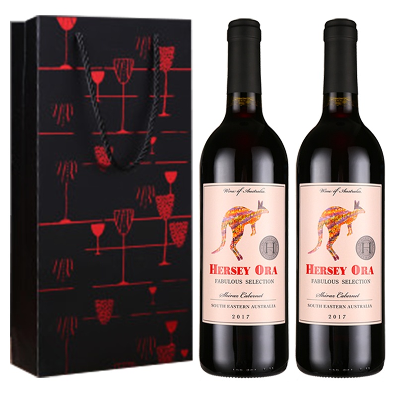 澳大利亚原瓶进口赫西奥拉(Hersey ora)红酒缤致袋鼠东南澳赤霞珠西拉设拉子干红葡萄酒750ml*2双支装