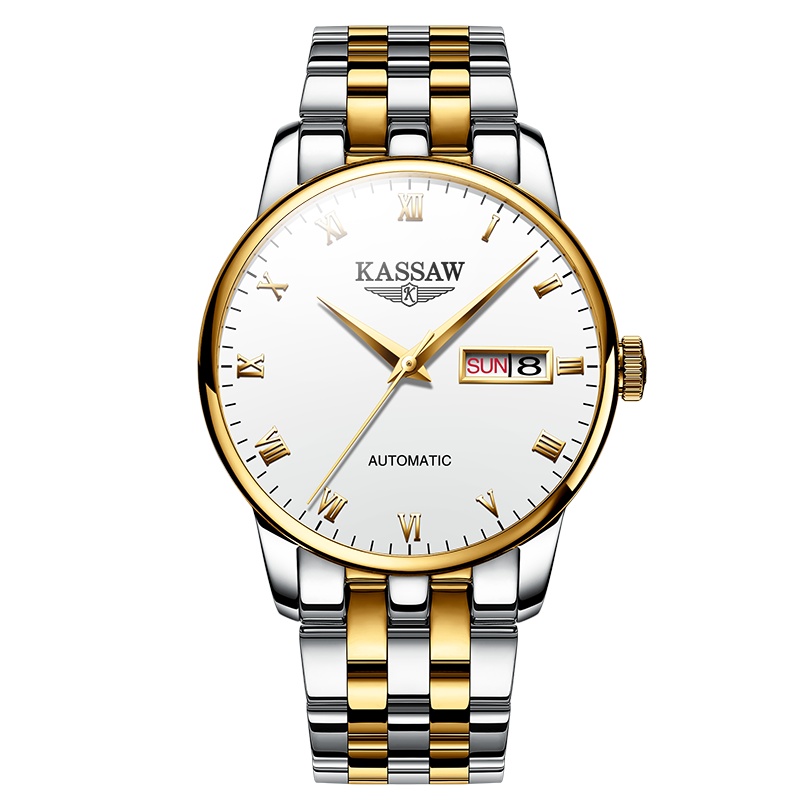卡梭(KASSAW)手表男防水双日历商务休闲自动机械表男表时尚学生男士腕表K853G