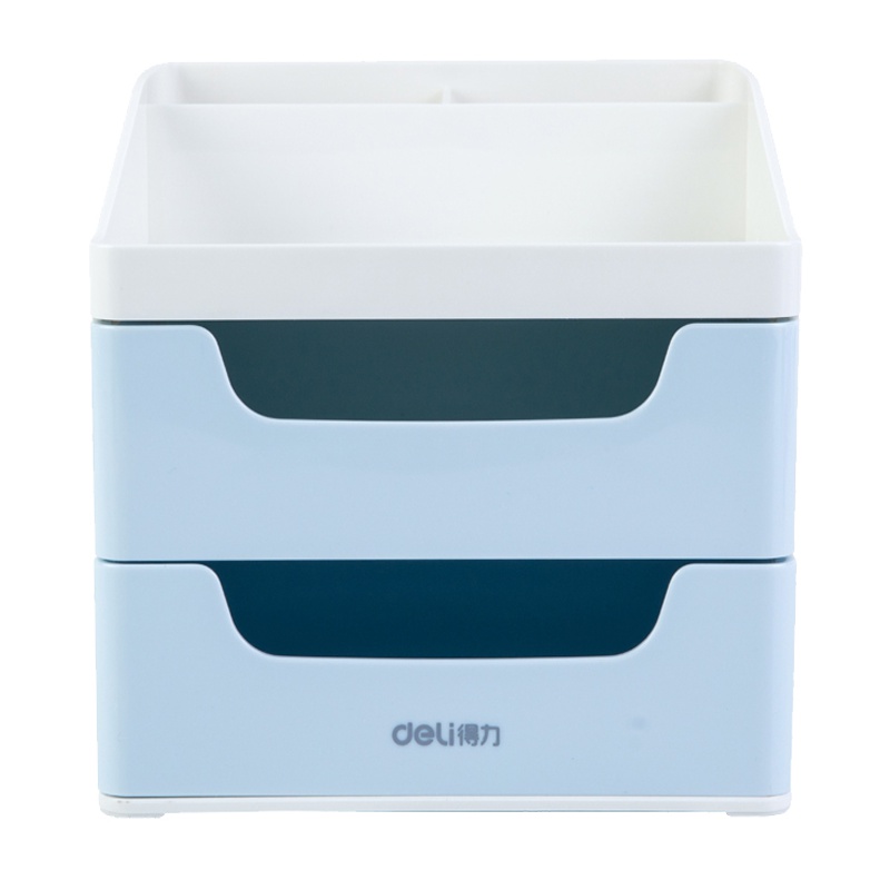 得力(deli)8901双层多功能笔筒 抽屉式桌面收纳盒 化妆盒储物盒 创意可爱学生桌面摆件