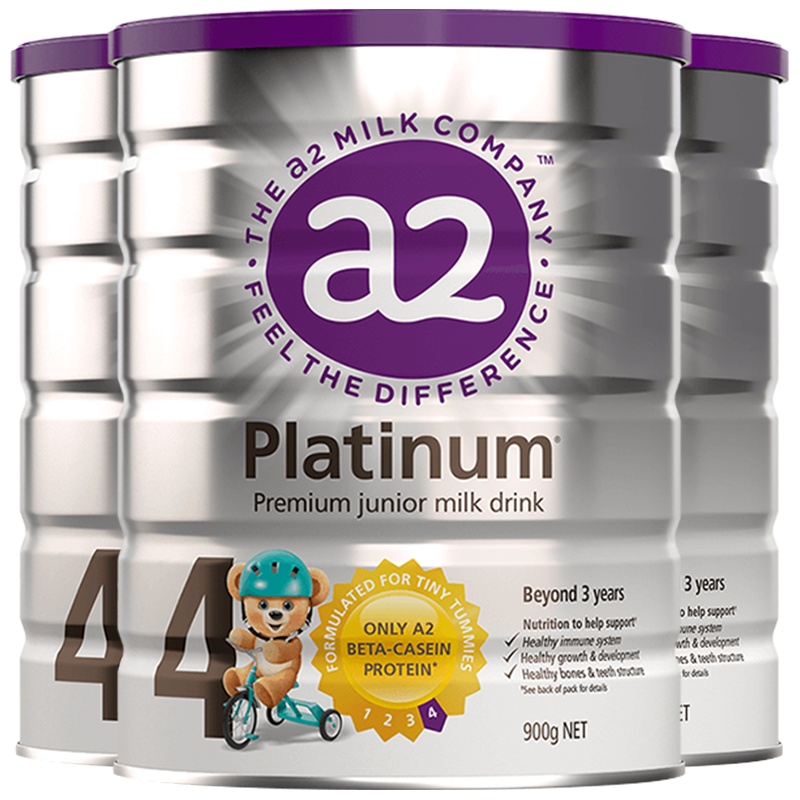 新版a2 白金装新西兰原罐原装进口 婴幼儿配方成长奶粉 4段 (4岁以上)900g/罐[3罐装]效期:24.12