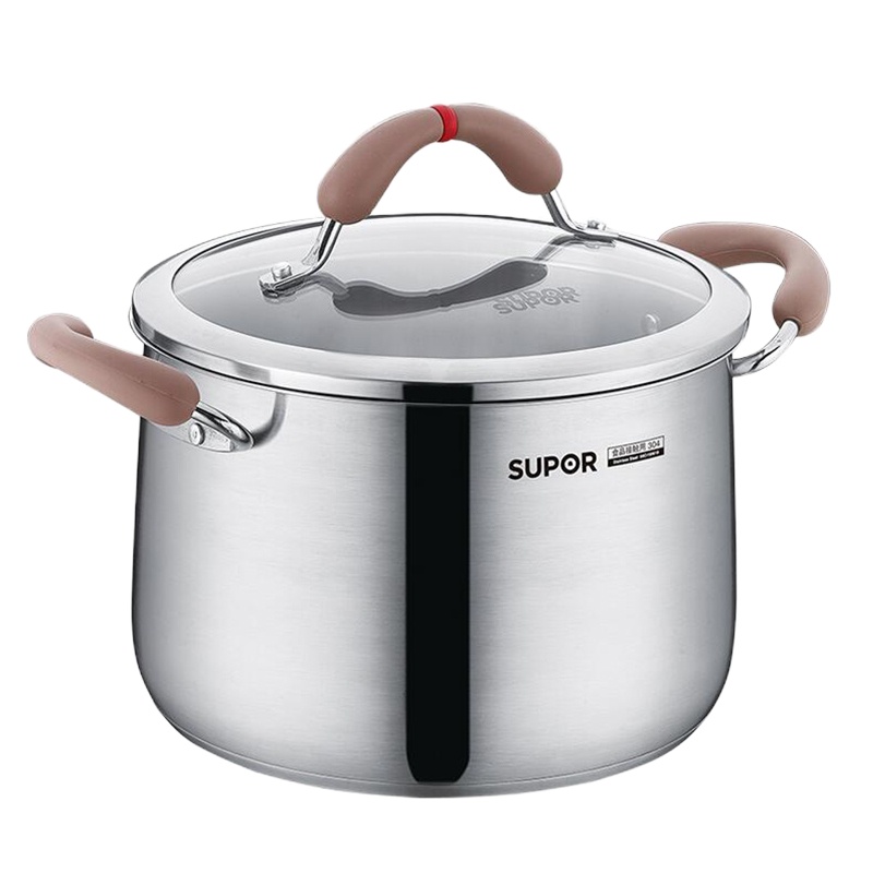 苏泊尔(SUPOR)汤锅 RT22AA1 304不锈钢材质 燃气电磁炉适用 家用复底22cm 小红圈芯彩汤奶锅泡面锅