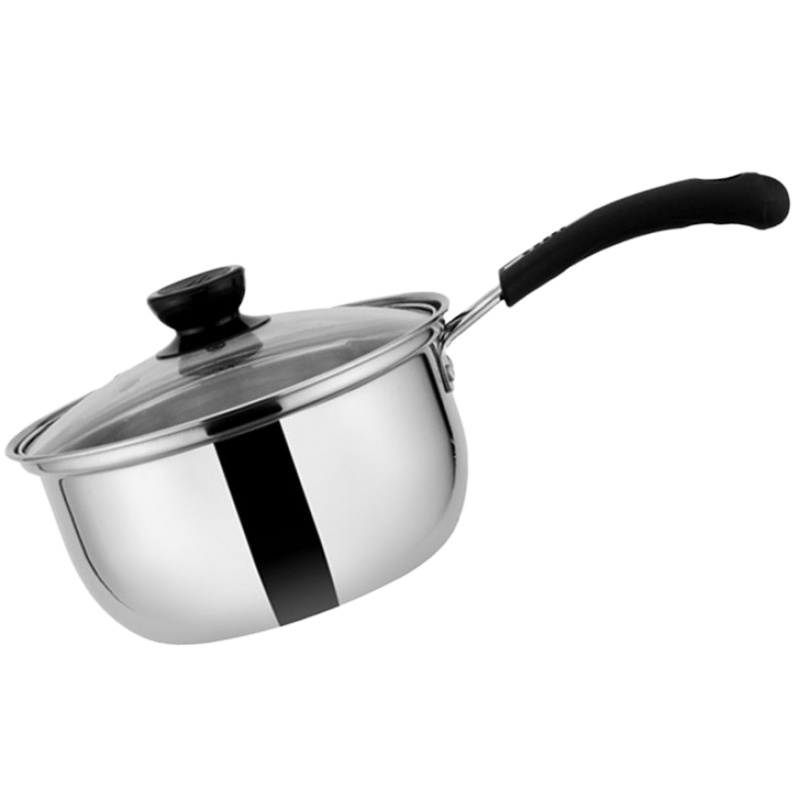 燃气汤锅煮面小奶锅宿舍烧水带把温奶家用不锈钢单柄平底粥锅 FENGHOU 20CM[韩式奶锅加厚]