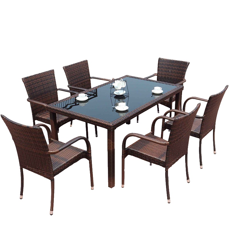 欧宝美套户外阳台桌椅组合庭院铁艺休闲简易别墅室外藤编椅子