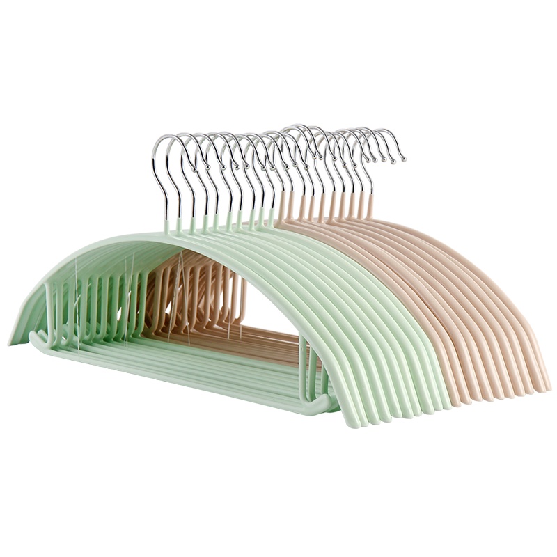 欧润哲 衣架 浸塑衣架无痕成人晾衣架干湿两用晒衣架防滑晾衣撑子晒衣架 两色20只