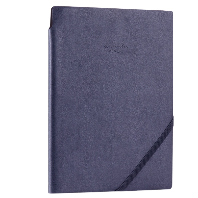 得力(deli)25K96张可插笔绑带皮面本 记事本工作笔记本子文具办公用品 深蓝22215