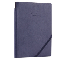 得力(deli)25K96张可插笔绑带皮面本 记事本工作笔记本子文具办公用品 深蓝22215