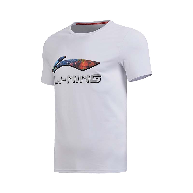 李宁(LI-NING)短袖T恤男士夏季运动时尚系列印花大LOGO棉质休闲舒适短袖上衣运动服AHSN193