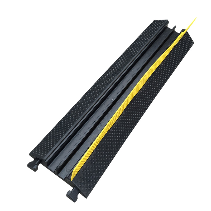 [规格:100*25*45 单位:cm 可定制]线槽减速带 橡胶PVC电缆保护槽过线板 办公室舞台户外过线板二线槽铺线板