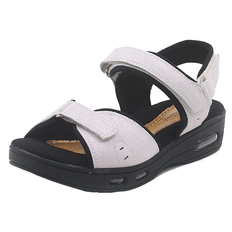 Mileno/米莲诺2019夏季新款牛皮厚底女凉鞋休闲舒适妈妈鞋F192510