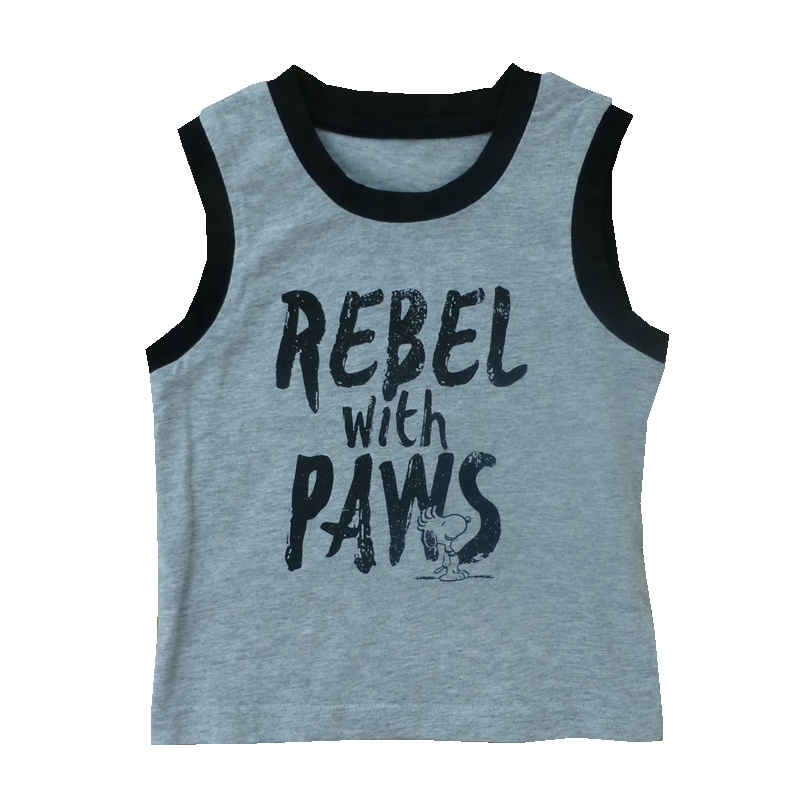 (SNOOPY)史努比童装专柜正品儿童背心夏薄款 纯棉内外穿2-13岁中小童灰色白色无袖跨栏男童背心90-140cm