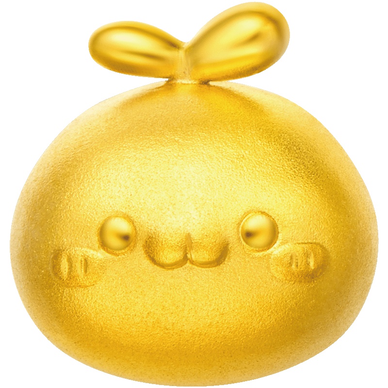 周大福「长草颜团子」转运珠足金黄金吊坠R19368