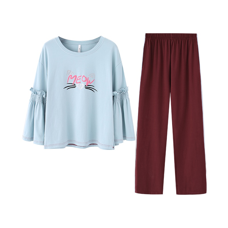 时尚睡衣女春秋纯棉长袖韩版可爱休闲家居服套装宽松可外穿