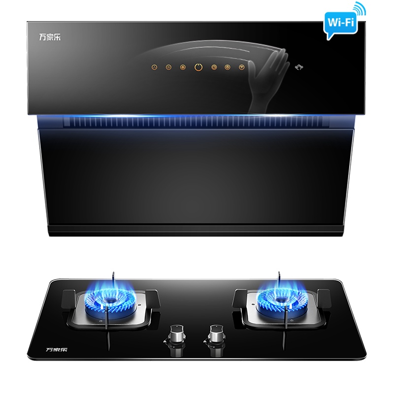万家乐 烟灶厨电套餐装 20立方大风力 侧吸式手势操控 单抽吸油烟机 单嵌入燃气灶具液化气AL555+K100B