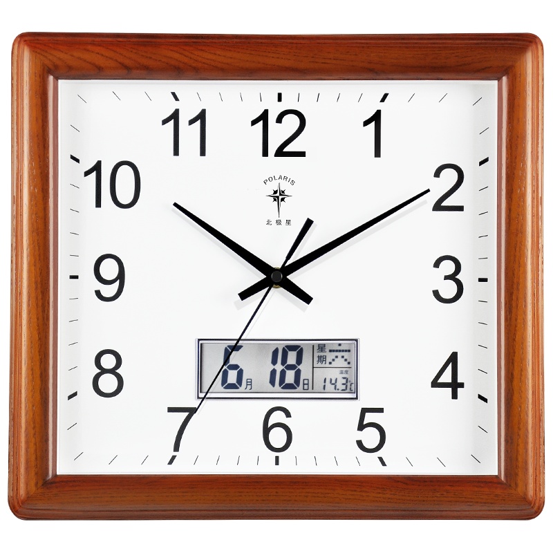 北极星(POLARIS)挂钟钟表客厅时钟石英钟中式静音家用客厅卧室装饰时尚实木简约高档挂表