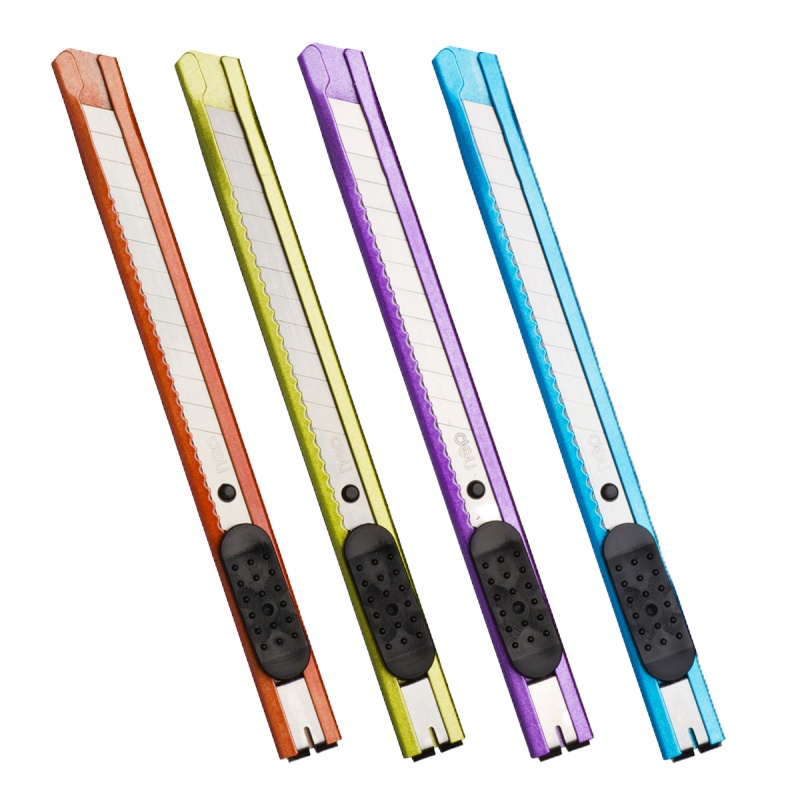 得力（deli） 2066 小号金属彩色美工刀 小型优质合金钢裁纸刀 4把美工刀