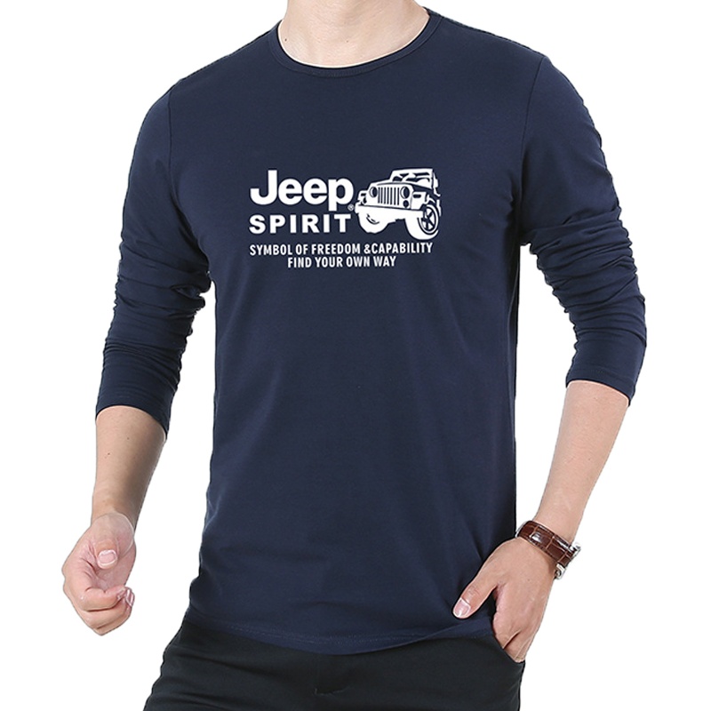 JEEP吉普男装专卖卫衣春秋青年男士棉圆领T恤长袖宽松休闲爸爸装