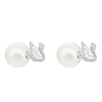 [专柜保修]SWAROVSKI 施华洛世奇 ICONIC SWAN 经典天鹅后挂式耳钉女耳环耳饰 送女友5416591