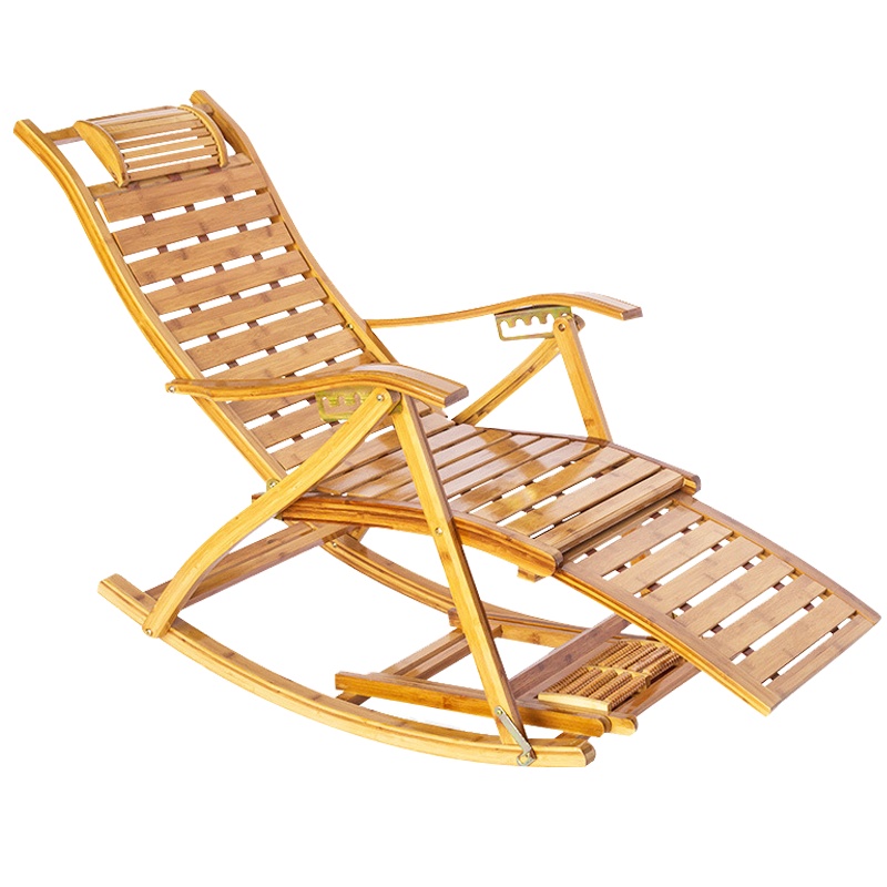 弘拜 楠竹休闲阳台午休摇椅 午休躺椅 逍遥椅户外秋千摇摇椅 成人实木家用竹椅老人竹椅五档可调