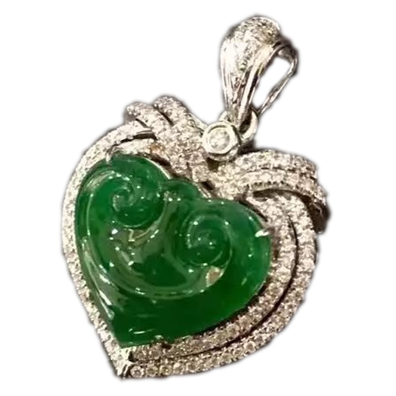 [心语]天然翡翠项链心形翡翠