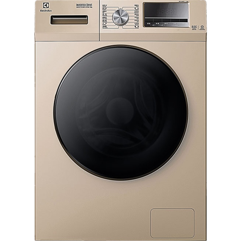 伊莱克斯 10公斤滚筒洗衣机 BLDC变频电机 中途添衣 蜂巢水晶内筒 全天预约节能低噪香槟金EWF12045TC