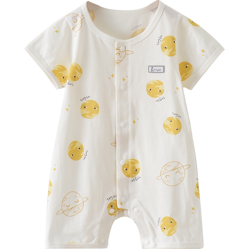 童泰(TONGTAI)2021年夏季款1-18月婴幼儿衣服男女宝宝轻薄纯棉短袖闭裆连体衣哈衣花色样式可选