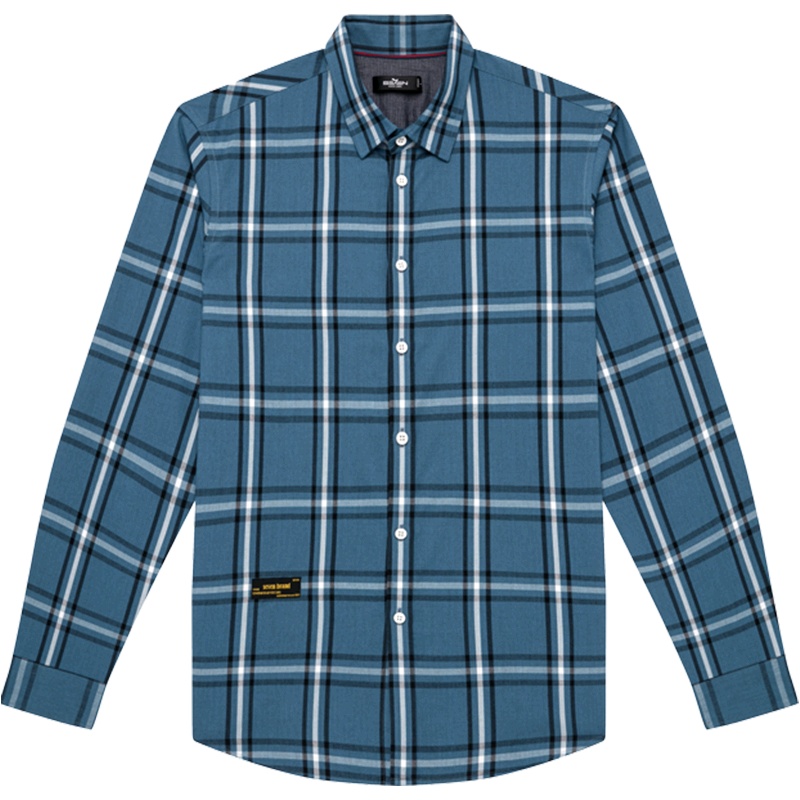 柒牌SEVEN男装2020春季商务休闲衬衫男士时尚格子柔软透气长袖衬衣