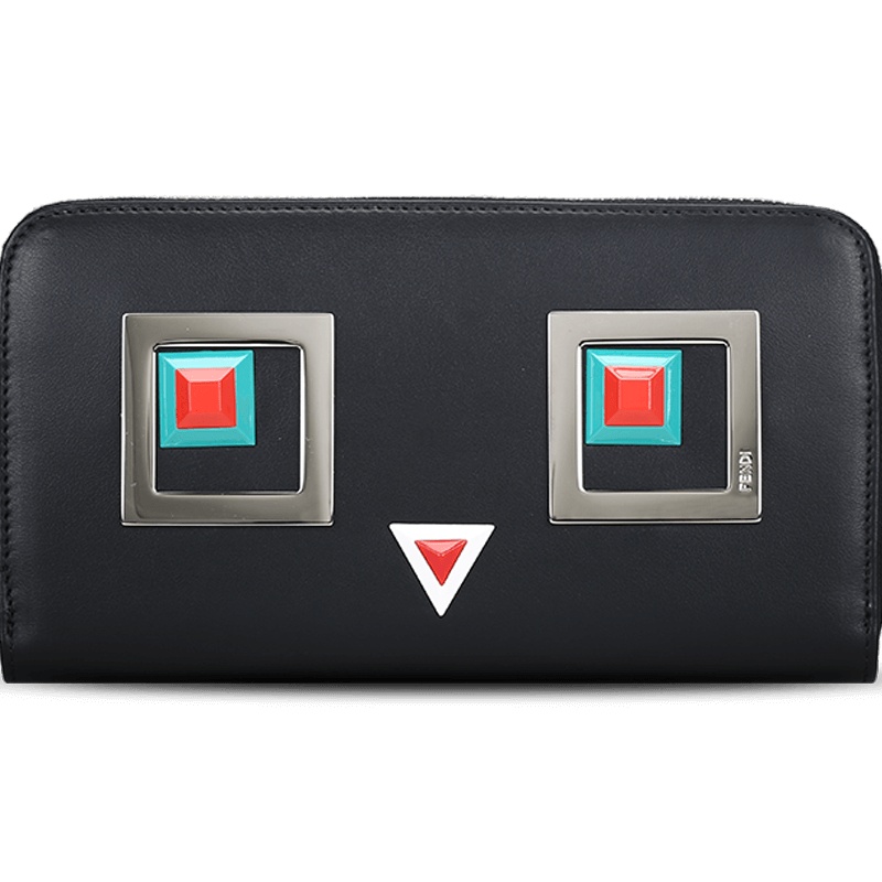 FENDI/芬迪 女钱包金属贴花方形眼睛长款拉链钱夹 8M0299