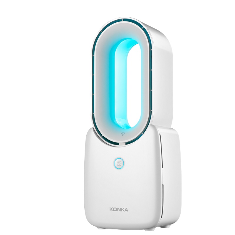 康佳(KONKA)无叶风扇家用台式小风扇桌面无叶扇手持USB无扇叶迷你电风扇 米白色(带充电不带彩灯)