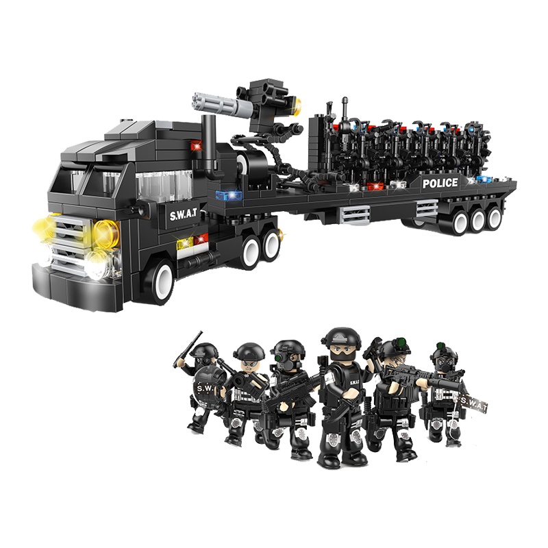 沃马积木特警系列6岁以上儿童玩具6合1特警战队C0506