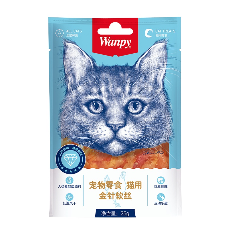 顽皮Wanpy宠物零食猫用金针软丝25g*12