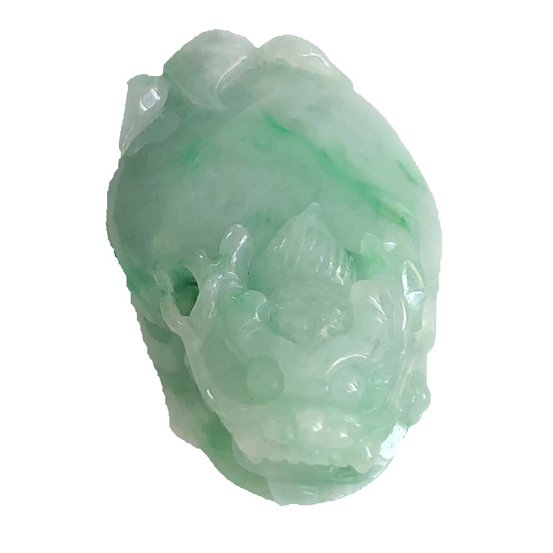 缘源珠宝 天然A货 翡翠吊坠 糯种飘绿龙龟翡翠吊坠 男女款通用