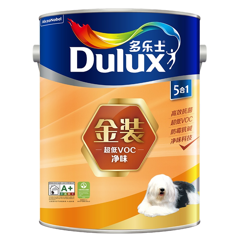 多乐士(Dulux)金装五合一净味乳胶漆内墙 油漆涂料 墙面漆A997 5L