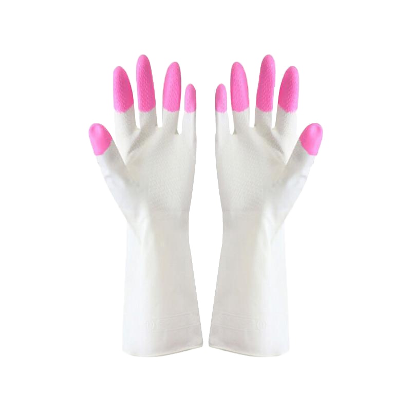 宜莱芙 纤巧家务橡胶清洁手套 乳胶洗碗洗衣服手套单双橡胶抹布 颜色随机发