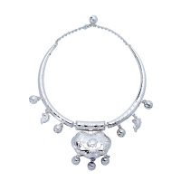 金一足银S990猪猪项圈儿童足银项链项圈送小孩送男女婴儿出生满月 BFH005 银色(定价)