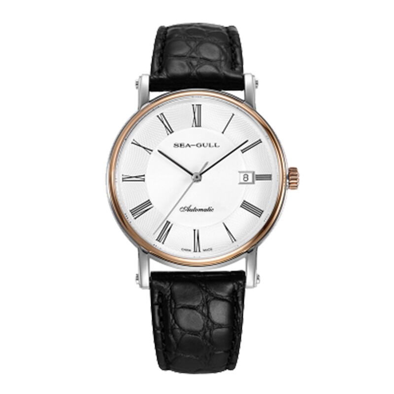 海鸥表(SEA-GULL)国产手表黑色皮带自动机械表男表女表情侣表218.377