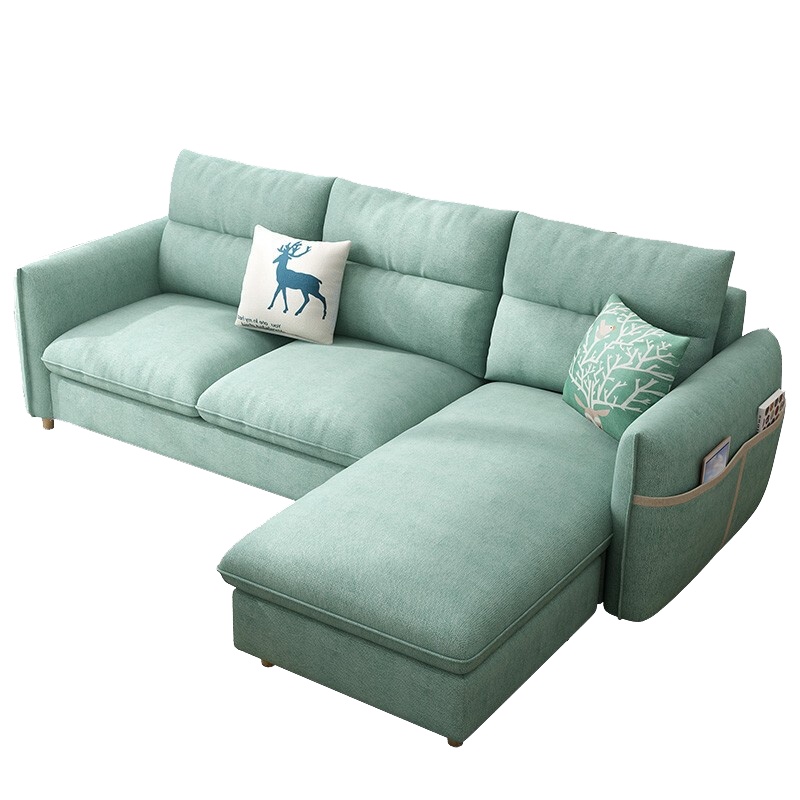 一米色彩 沙发布艺沙发现代简约北欧左贵妃客厅右转角小户型组合2.18米三人位 客厅家具