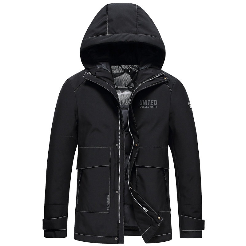 鸭鸭(yaya)冬季工装男士中长款连帽时尚潮流羽绒服保暖冬羽绒服外套