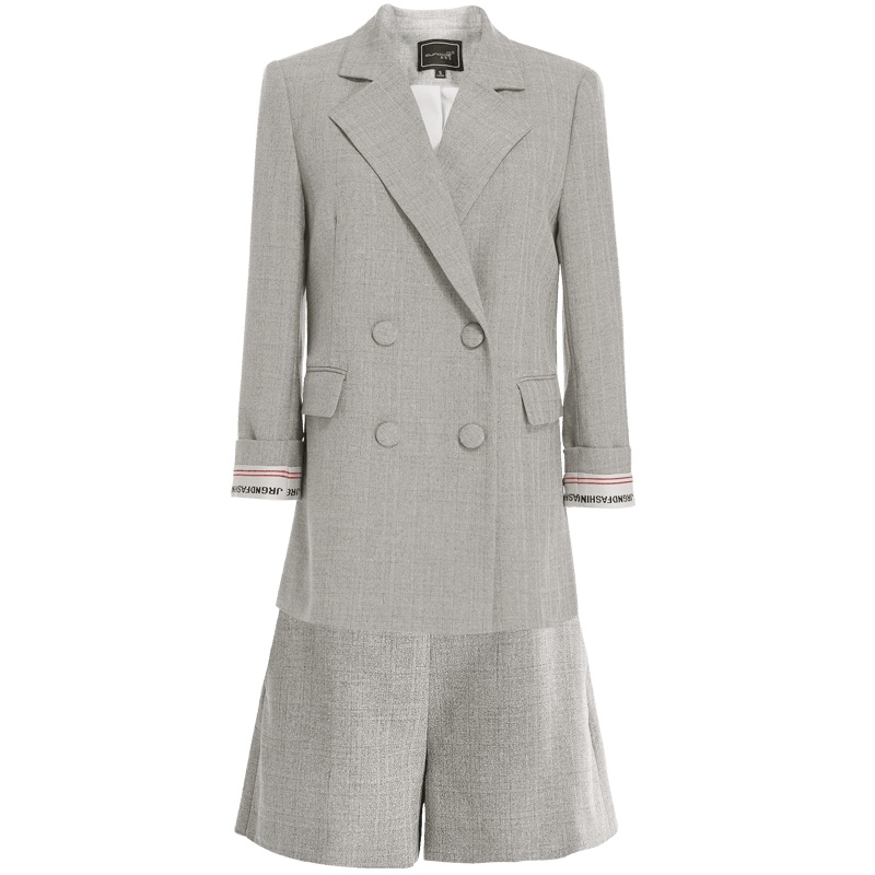 欧昵雪时尚气质翻领西服外套女显瘦阔腿短裤两件套装