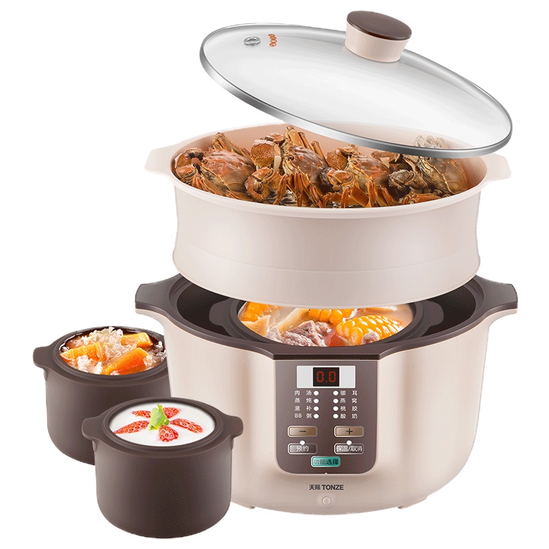 天际电炖炖锅陶瓷内胆单胆煲汤煮粥锅1-2L/1.8升隔水炖盅燕窝甜品多功能家用全自动预约定时1-3人多功能大容量小炖盅