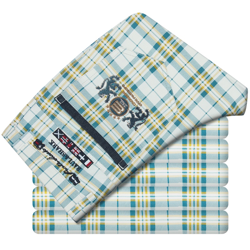 男士短裤五分裤潮流休闲修身纯棉裤子青年中腰夏季薄款吸汗透气格子裤