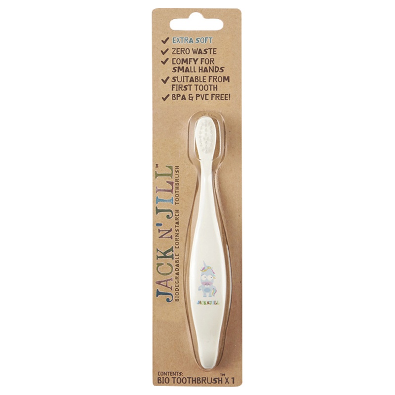 JACK N' JILL杰克吉尔婴幼儿单支装软毛牙刷卡通图案(独角兽)可降解玉米淀粉软毛PET