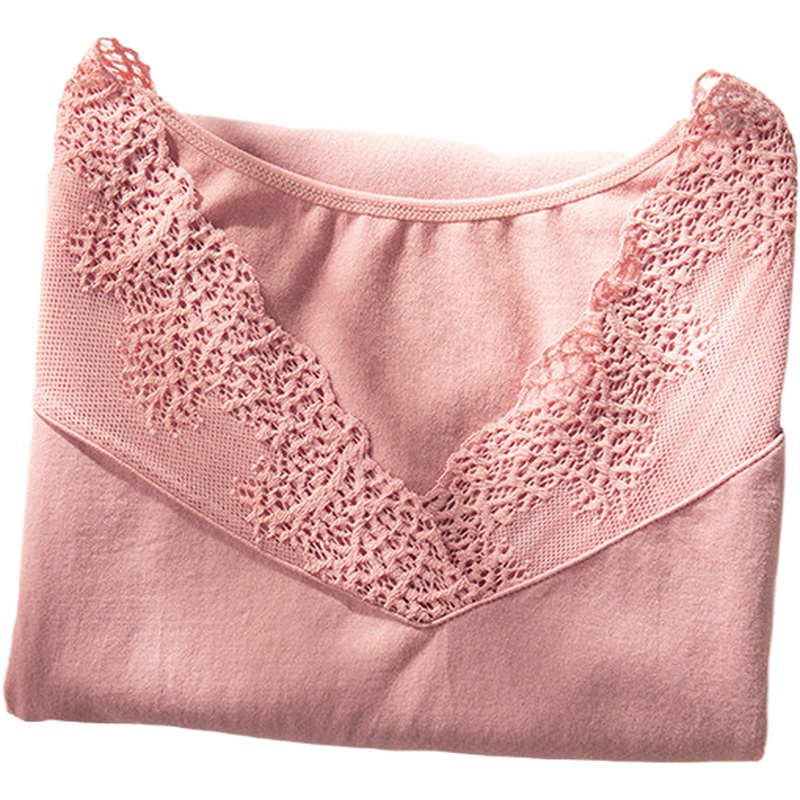 俞兆林秋冬款性感蕾丝保暖内衣女套装美体内衣修身低V领秋衣秋裤套装