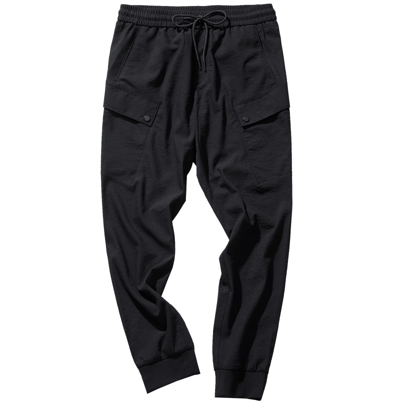 千纸鹤男装休闲裤2019夏季新款时尚潮流松紧腰宽松九分裤子90138